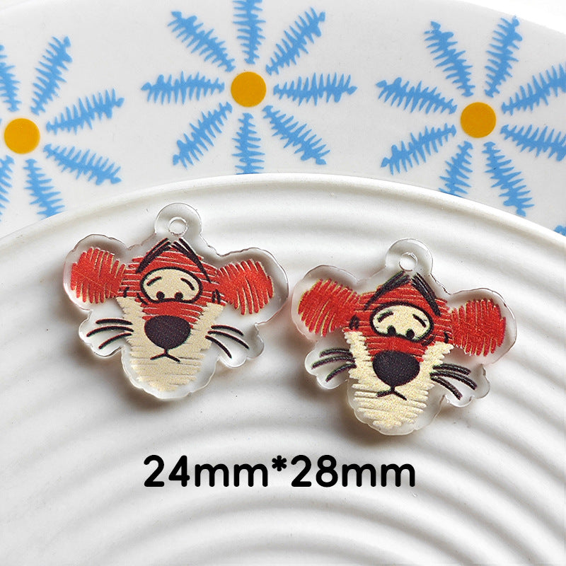 Wholesale 10pcs Double-sided bow three-dimensional relief acrylic jewelry accessories DIY pendant with holes cartoon character cute